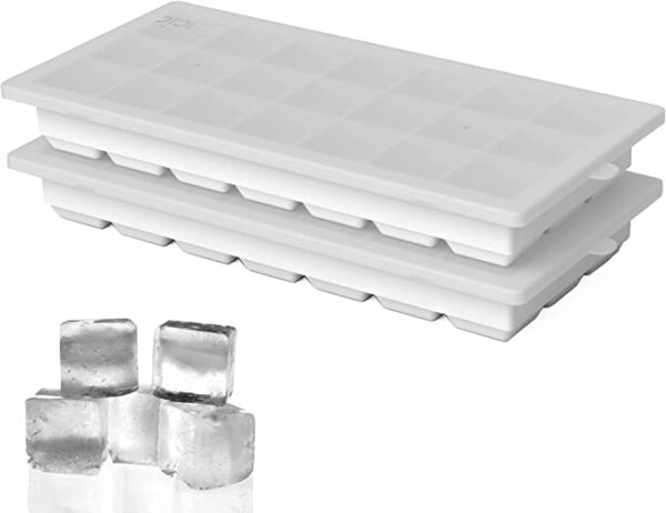 Glacio Small Ice Cube Silicone Trays - Covered Flexible Ice Molds With Lids - Set Of 2