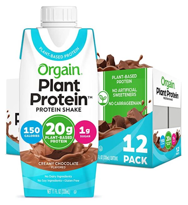 Best Orgain Vegan Protein Shakes, 20g of Plant Based Protein, Creamy Chocolate - Gluten Free, No Dairy, Soy, or Preservatives, No Added Sugar,