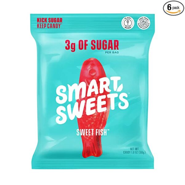 Smart Sweets Sweet Fish, Low Sugar Gummy Candy, Plant-Based, Low Calorie Snack,