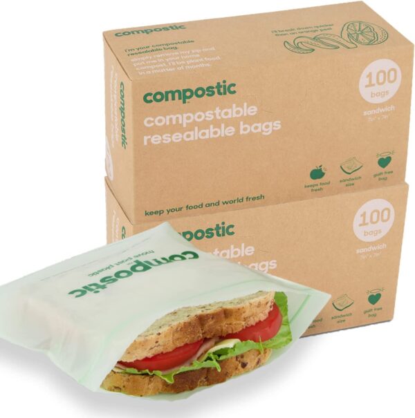 Compostic Home Compostable Resealable Sandwich Bags